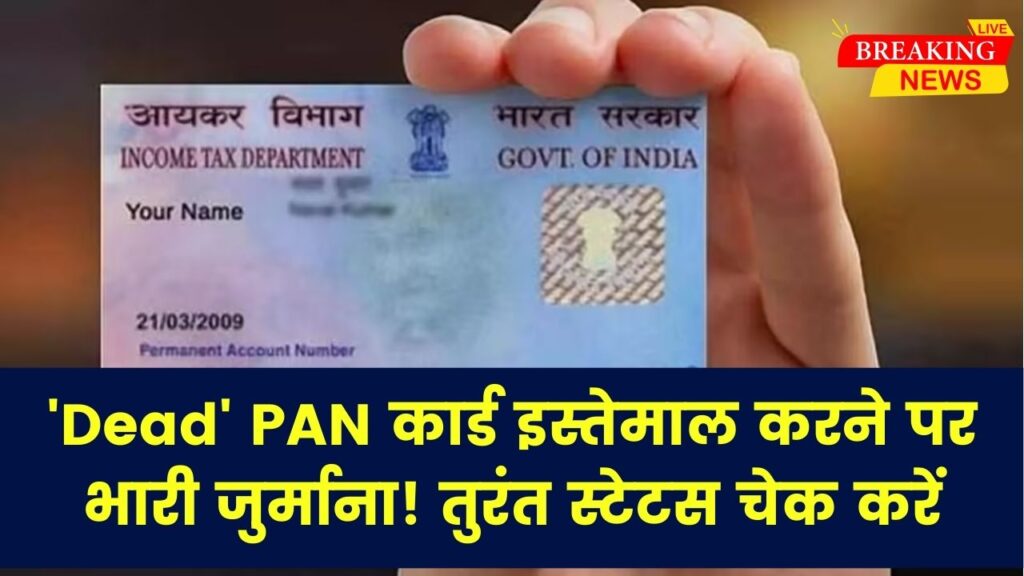 Dead' पैन कार्ड का इस्तेमाल कर रहे हैं? जेल और जुर्माने से बचने के लिए तुरंत चेक करें स्टेटस 1 Dead' पैन कार्ड का इस्तेमाल कर रहे हैं? जेल और जुर्माने से बचने के लिए तुरंत चेक करें स्टेटस